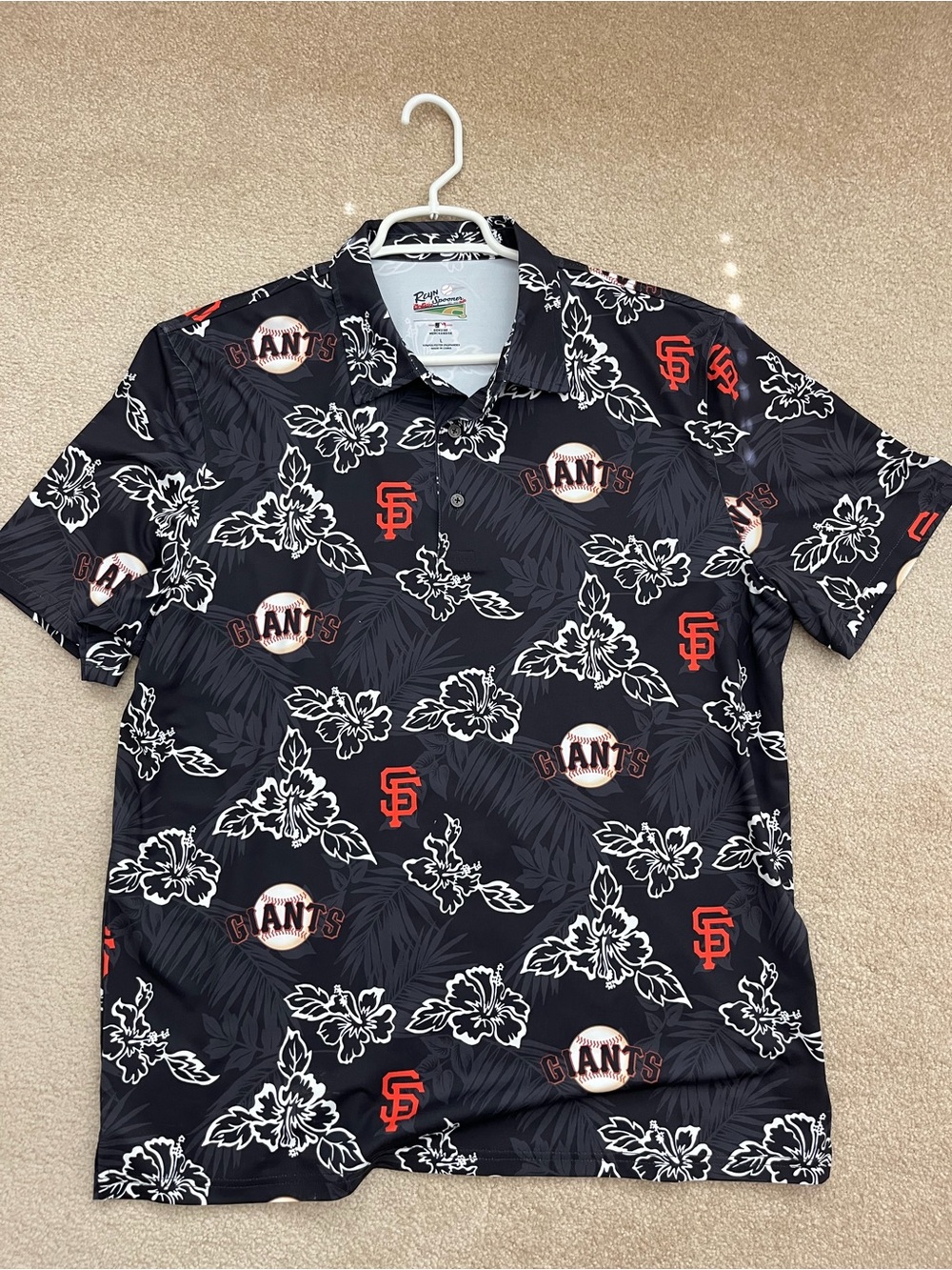 reyn spooner Men’s San Francisco Giants Black Floral Polo